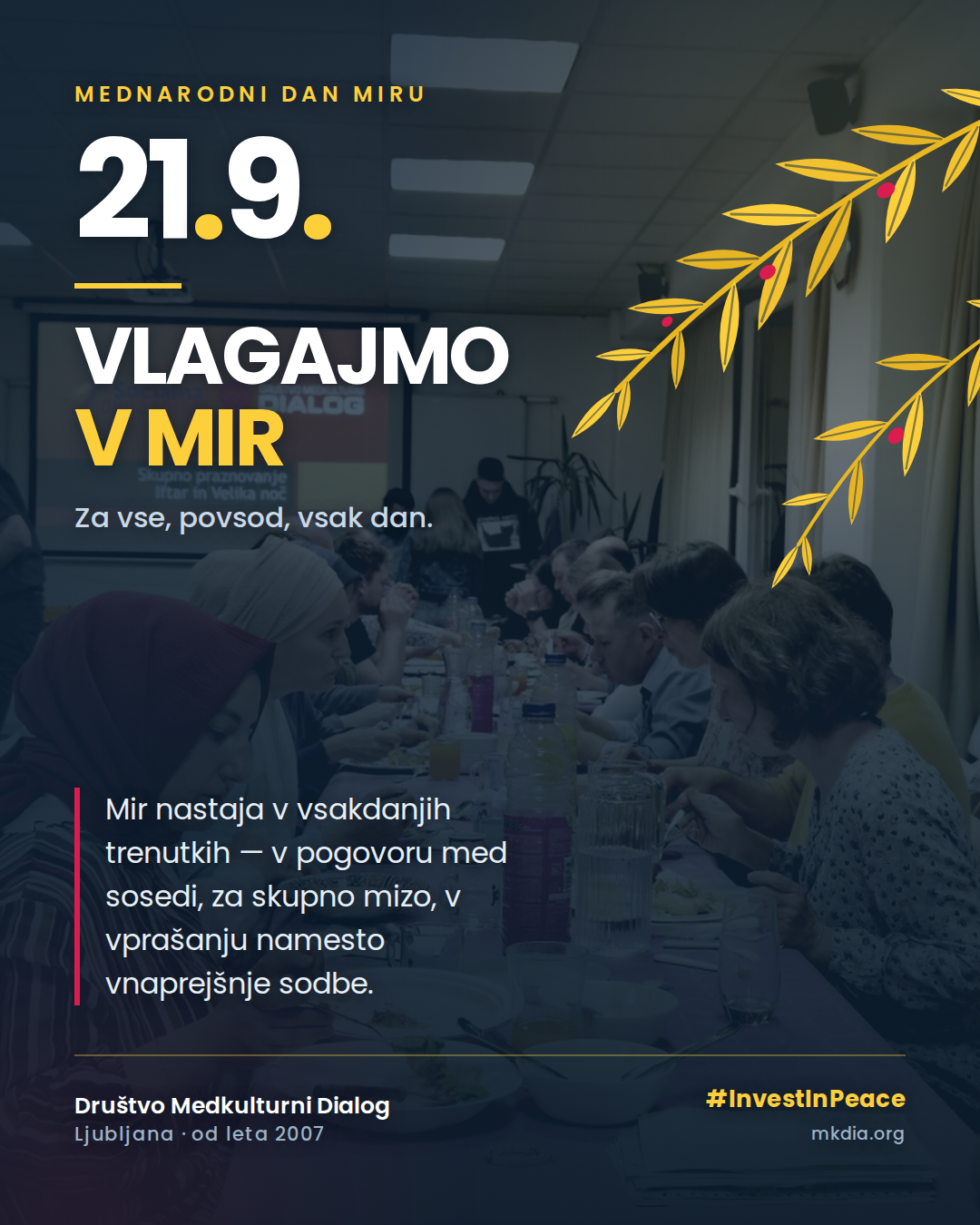 Mednarodni dan miru 2026: Vlagajmo v mir — za vse, povsod, vsak dan