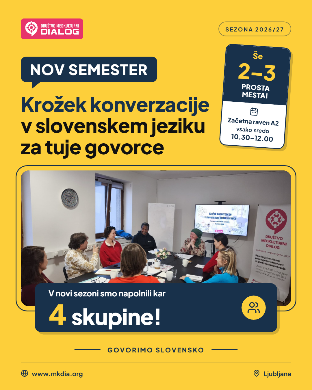 Nov semester krožka konverzacije: prosta mesta