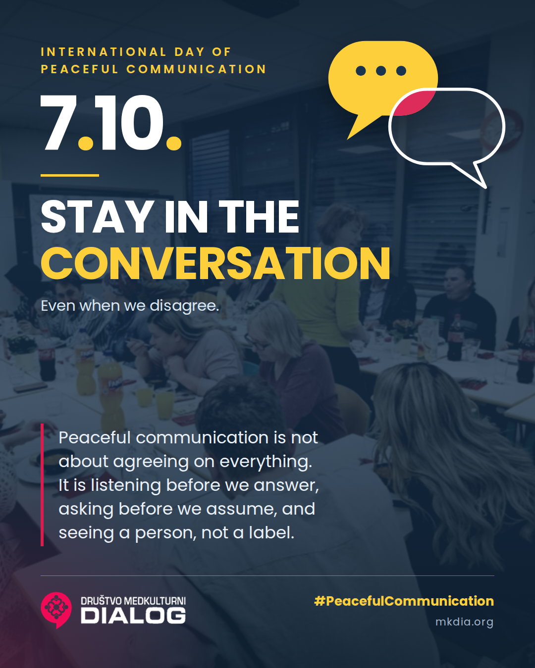 International Day of Peaceful Communication, 7 October 2026: Stay in the conversation, even when we disagree